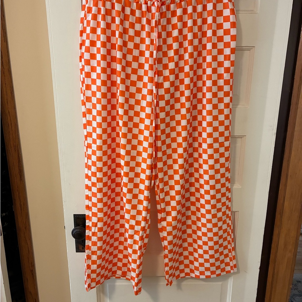 Orange and White Checkered Pants